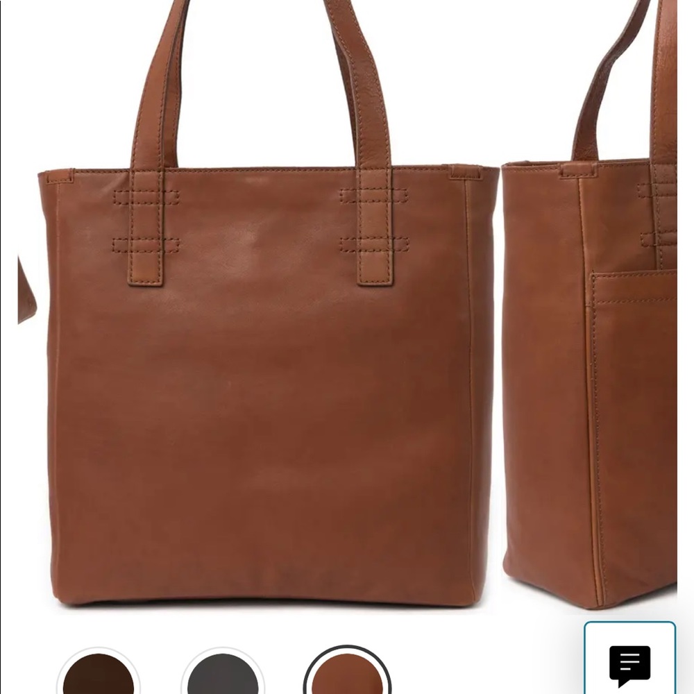 Mindy Leather Pocket Tote FRYE in cognac EUC